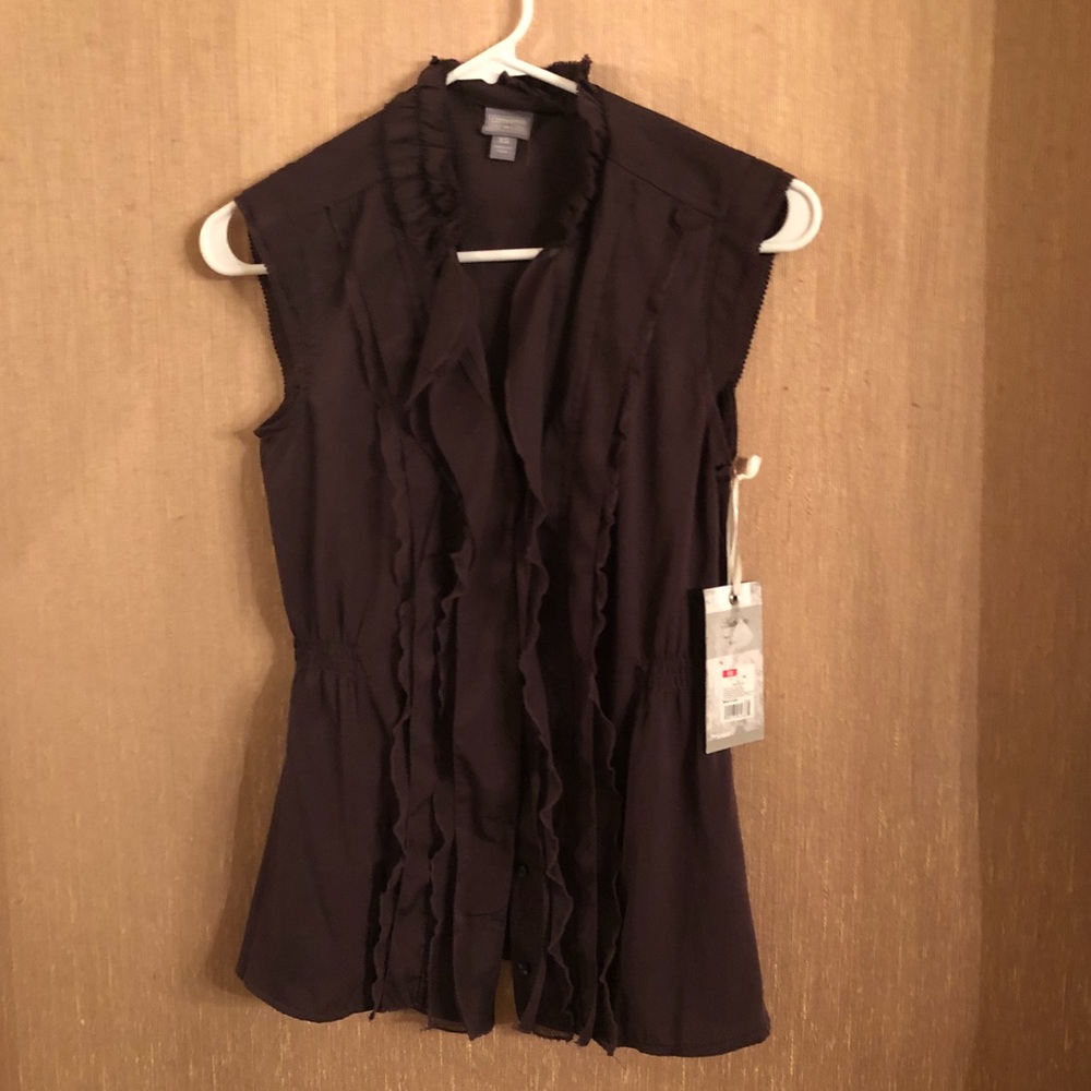 Converse One Star eggplant colored ruffle top. NWT.